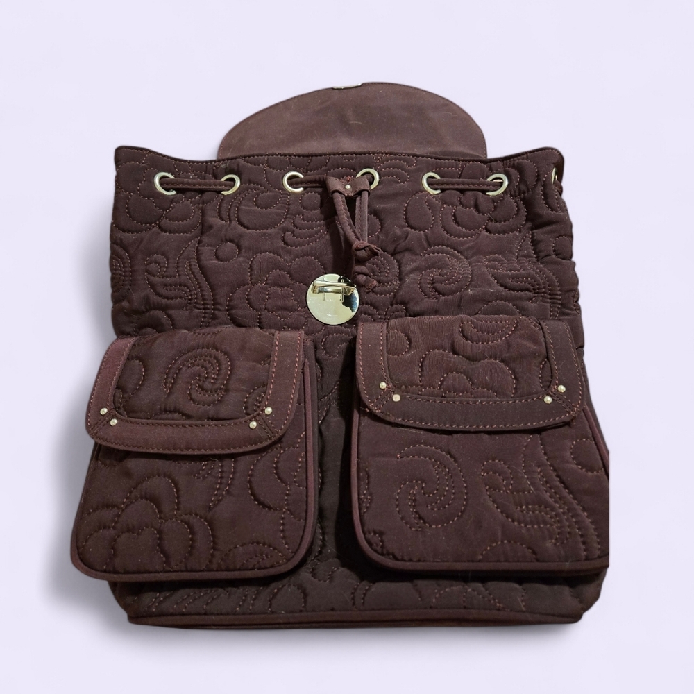 Vera Bradley Burgundy Quilted Backpack - Picture 7 of 8